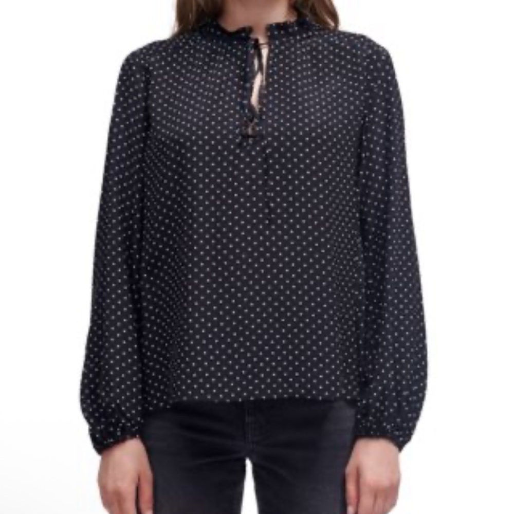 Make Black Polka Dot Women's Blouse size Medium like new